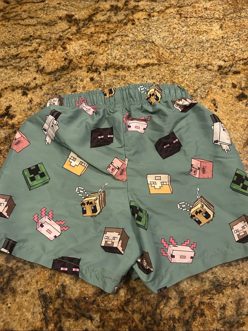 H&M Seafoam Green Minecraft Character Print Swim Shorts